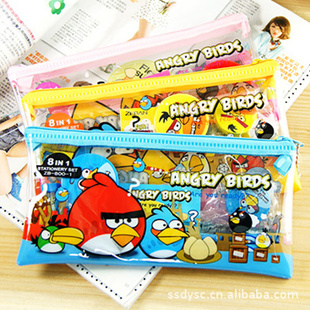 日韩国文具创意可爱8合1愤怒的小鸟PVC笔袋套装1014#信息