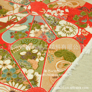 日本订单.棉麻和风印花外贸布料.和风花舞.红信息