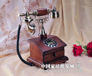 重温经典新潮时髦橡胶木材质百宝箱仿古电话机M-15A信息