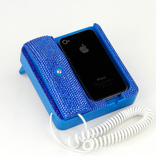 iphone4S复古电话座机iPhone电话机水钻防辐射电话机手机座信息