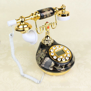 品牌加盟陶瓷工艺品摆件系列黑金花陶瓷电话机/仿古座机电话机信息