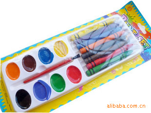 8+8蜡笔水彩颜料盘儿童蜡笔1无毒画笔环保儿童绘画70gV2信息