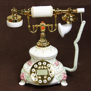欧式田园复古电话树脂电话家居工艺礼品电话树脂彩绘电话信息