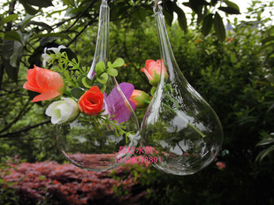 透明玻璃花瓶悬挂式创意水滴型吊球花瓶玻璃空心球水滴空心球信息