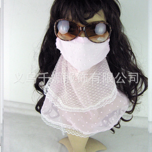 夏季超大双层蕾丝防晒护颈口罩防尘时尚口罩骑车防紫外线韩国女信息