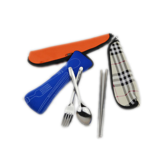 厂家低价批发　不锈钢布袋便携餐具叉匙筷三件套202款信息
