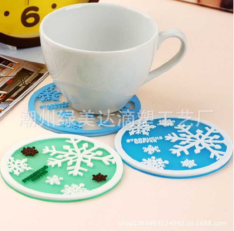 星巴克透明雪花pvc咖啡杯垫 公司宣传小礼品定做 隔热防水防信息