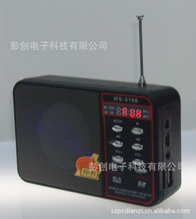 插卡音箱,迷你音箱,电脑音箱WS-3166,带屏,带收音,外置电池信息