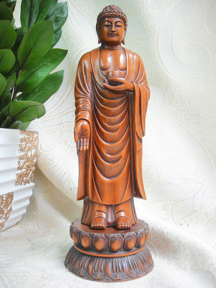 黄杨木雕件 小叶黄杨木释迦牟尼佛像 如来佛祖摆件信息