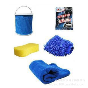 洗车套装毛巾手套粉折叠水桶小轿车用清洁套装五件信息