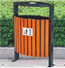 X013椭圆形单桶公园垃圾桶厂家直销可以定做木条桶实用型信息
