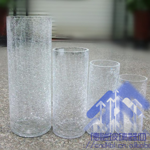 （优质）厂家直销直筒冰花裂纹玻璃花瓶高档玻璃制做信息