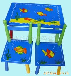 海底世界-批发木制儿童卡通成套桌椅/餐桌椅/学习桌信息