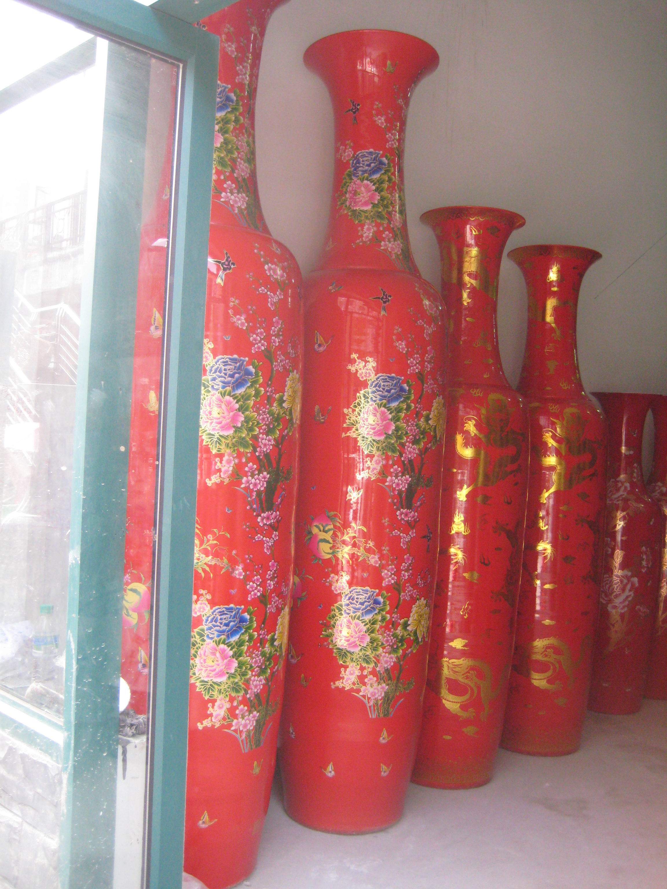 红大花瓶，高档红瓷大花瓶，手工陶瓷大花瓶信息