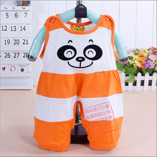 厂家直销童夏装纯棉婴儿连体衣熊猫无袖短裤哈衣xz003信息