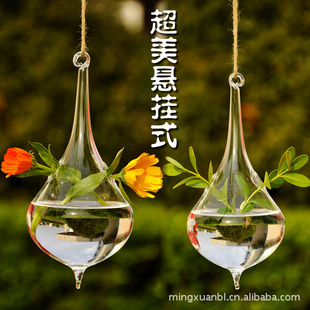 mxmade创意水滴型玻璃花瓶悬挂式透明花瓶时尚家居饰品信息