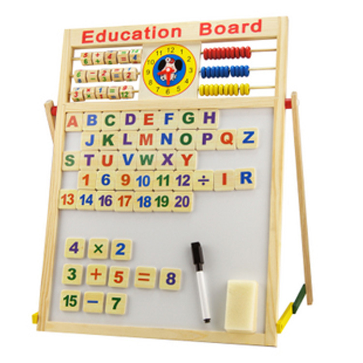 儿童玩具木制玩具多功能磁性画写板黑白板双面板信息