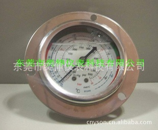 60MM轴向0-38BAR充油冷媒表,制冷压力表，高低压空调压力表信息