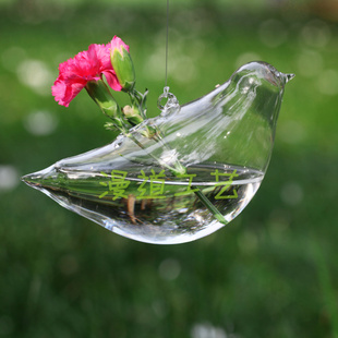 可爱小鸟创意吊挂式水晶玻璃花瓶透明玻璃水培花器时尚家居装饰信息
