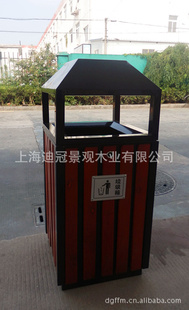 防腐木环保塔立面方形单筒不锈钢内胆带烟灰缸垃圾箱/垃圾筒信息