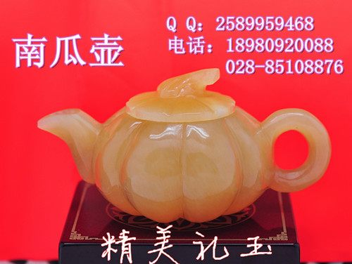 雕刻玉石茶壶 天然玉茶壶 阿富汗玉供应 玉器珠宝茶壶信息