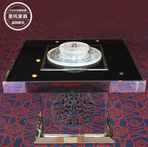 武汉圣托 钢化玻璃电磁炉 不锈钢火锅餐桌 隐藏式信息