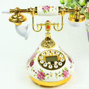 优美家玫瑰花香仿古电话机欧式陶瓷电话机家居装饰信息