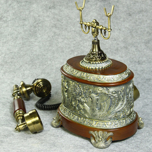 树脂复古电话古铜实木电话家居工艺礼品电话欧式复古电话信息