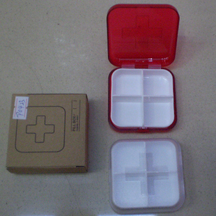 厂家直销红十字四格药盒便携药盒健康主义小巧方便信息